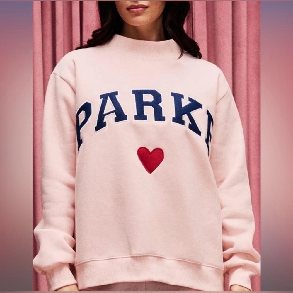 PARKE Heart Varsity Mockneck - Peony + Denim